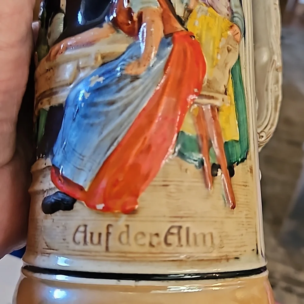 GERZ 3D German Ceramic Lidded Beer Stein Mug Cup